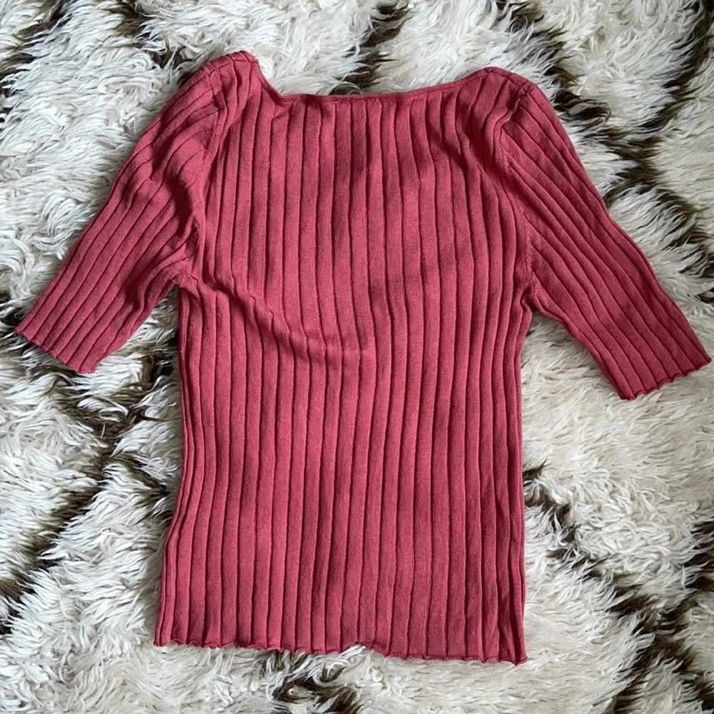 Free People Scoop Neck Raspberry Pink Top - Picture 4 of 4